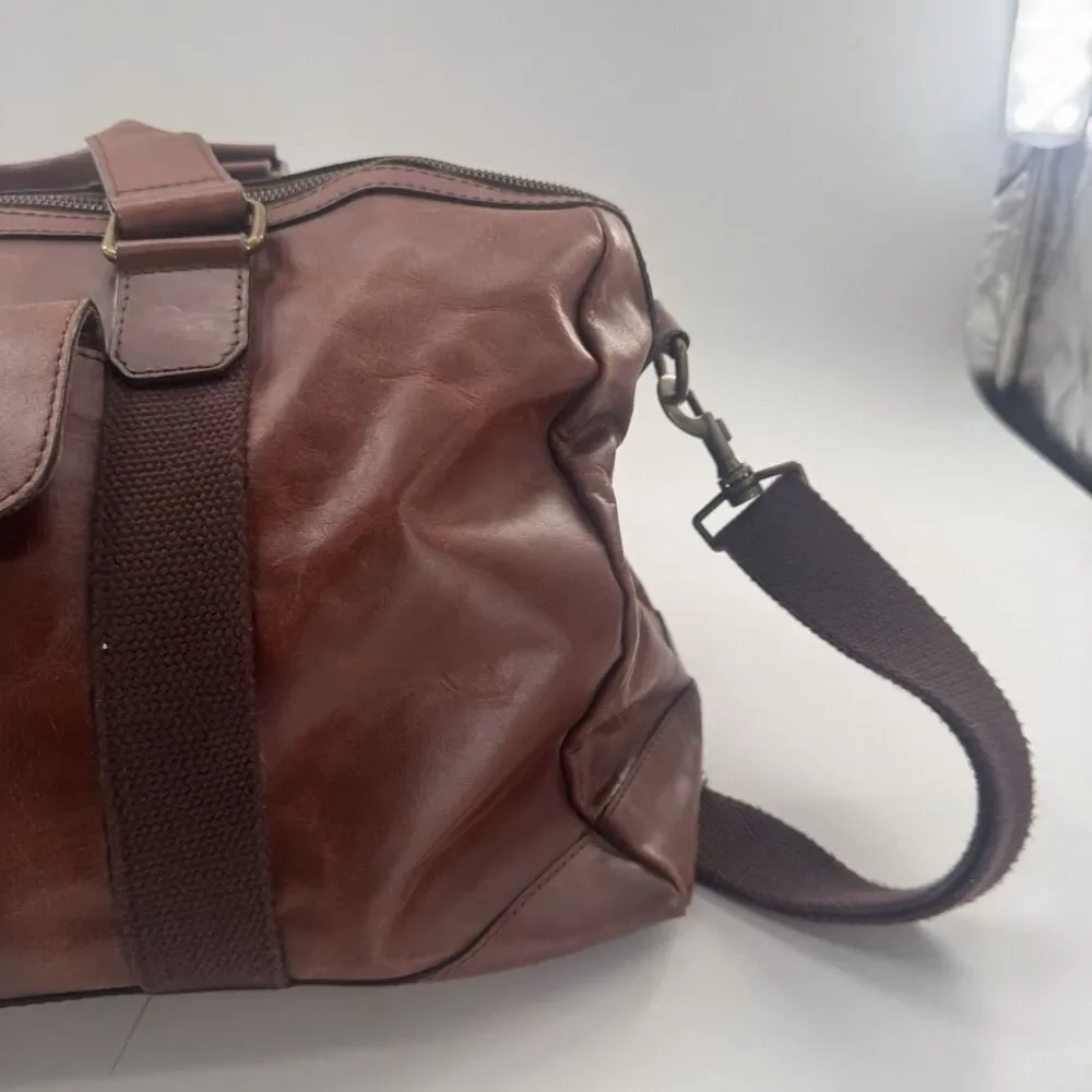 Wilsons Leather Vintage Brown Duffle Travel Bag Suitcase Carry On Overnight 1980
